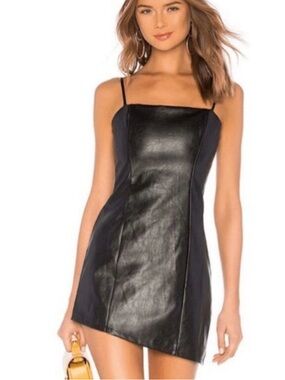 Superdown Black Faux Leather Slip mini Dress